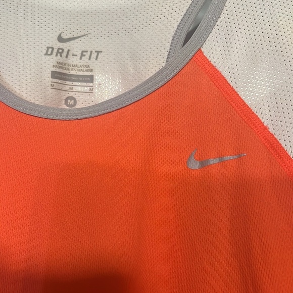 🔥3 for $25🔥 (EUC) BRIGHT ORANGE AND WHITE RACER TANK SZ M - Picture 4 of 5